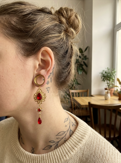 LULA - Gothic Ruby Red Baroque Plugs 6mm to 38mm