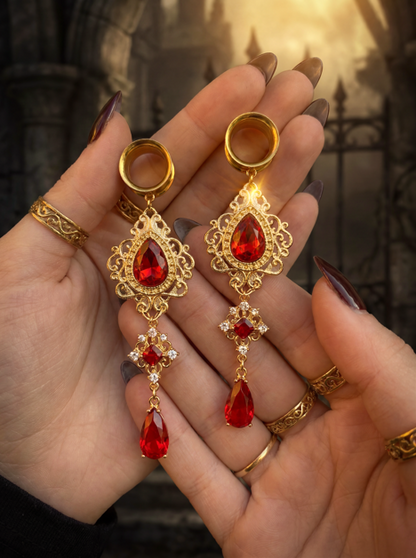 LULA - Gothic Ruby Red Baroque Plugs 6mm to 38mm