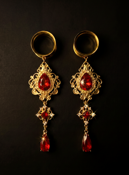LULA - Gothic Ruby Red Baroque Plugs 6mm to 38mm