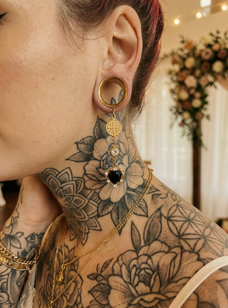 ELEONORE - écarteurs mariage noir piece antique  6mm à 38mm