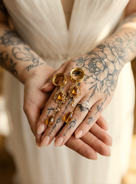 AMBRE - écarteurs mariage ambre vieilli 6mm à 38mm