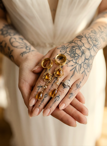 AMBRE - écarteurs mariage ambre vieilli 6mm à 38mm