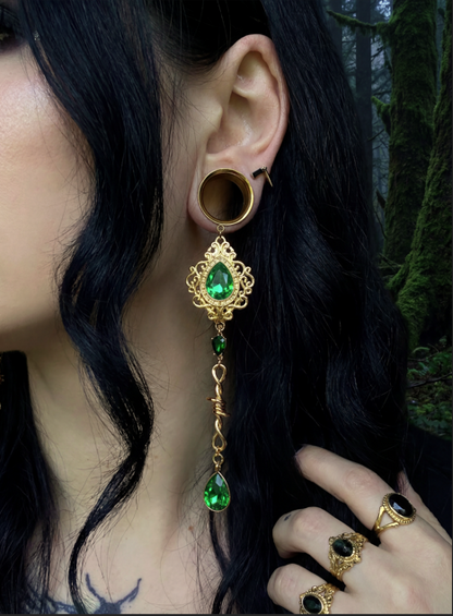 OLIVIA - Poison barbed baroque green ear stretchers 6mm to 38mm