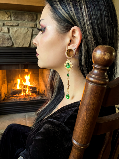OLIVIA - Poison barbed baroque green ear stretchers 6mm to 38mm