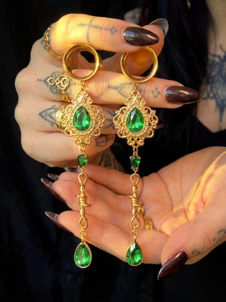 OLIVIA - Poison barbed baroque green ear stretchers 6mm to 38mm