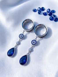 ALYSSA - écarteurs argent massif 925, oxyde de zirconium bleu et blanc