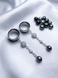 LOUISE - écarteurs argent massif 925, oxyde de zirconium et perle d'eau douce véritable