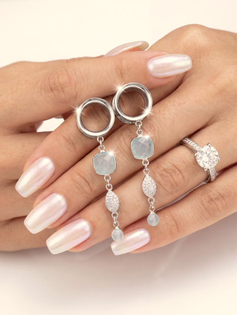 SELENA - Argent 925 - écarteurs aigue marine, oxyde de zirconium, argent 925