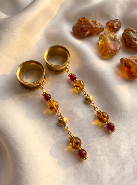 ARMANCE - écarteurs véritable ambre 6mm à 38mm