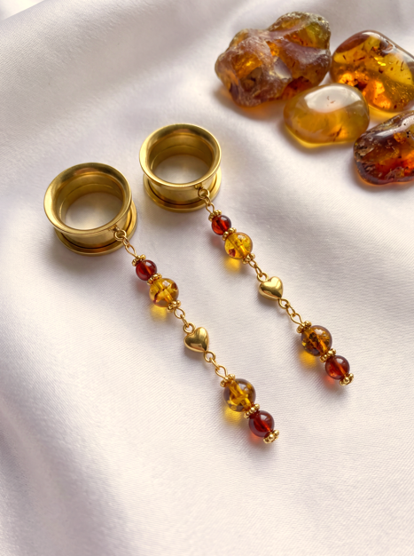 ARMANCE - écarteurs véritable ambre 6mm à 38mm