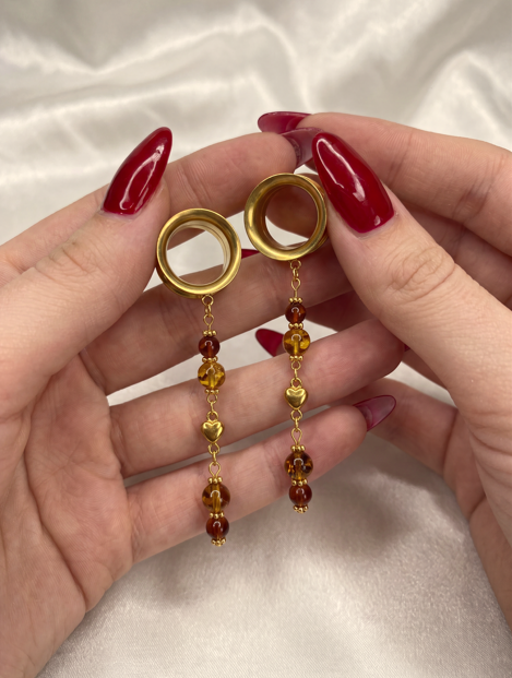 ARMANCE - écarteurs véritable ambre 6mm à 38mm