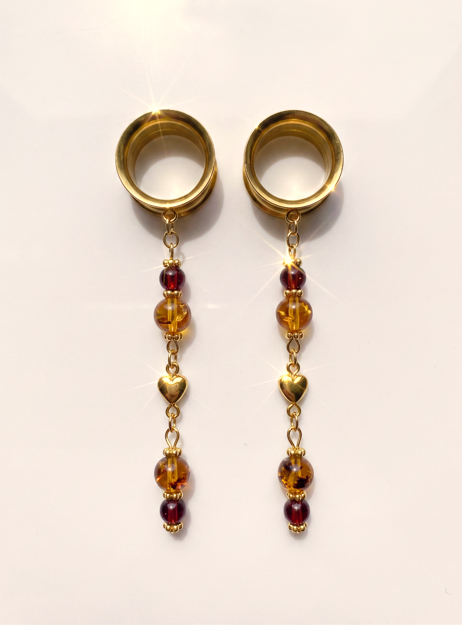 ARMANCE - écarteurs véritable ambre 6mm à 38mm