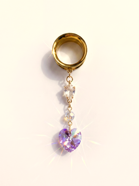 AMANDINE - écarteurs  coeur Swarovski® féminin violet 6mm à 38mm