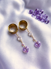 AMANDINE - écarteurs  coeur Swarovski® féminin violet 6mm à 38mm