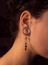 NAÏA - écarteurs argent nacre & pierres de lave du 6mm au 38mm