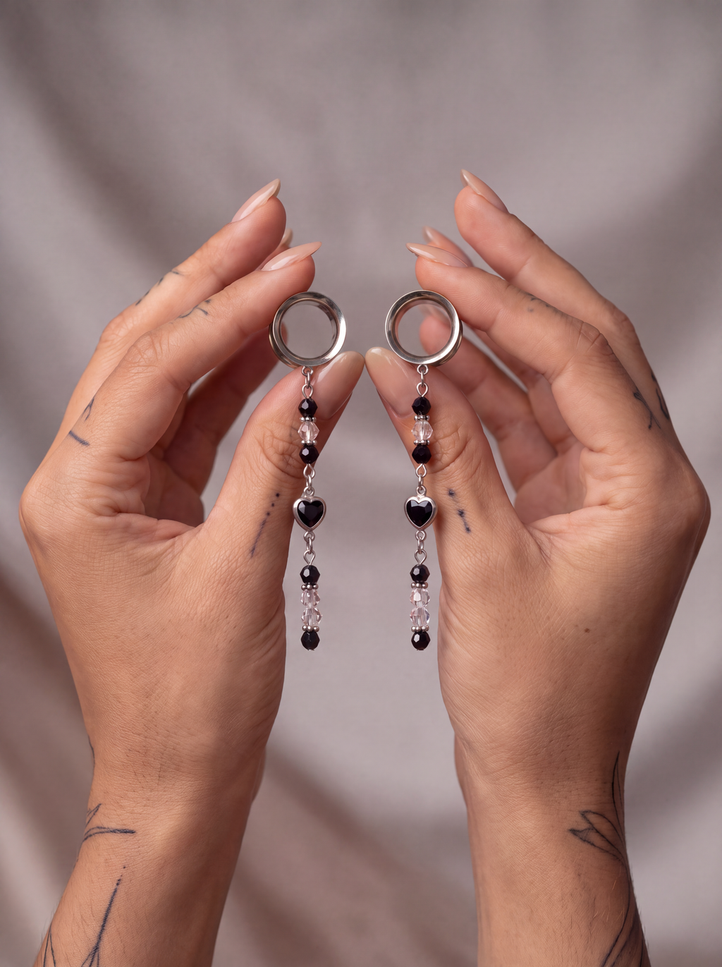 LUNELLE - écarteurs argent cristal de roche & nacre du 6mm au 38mm