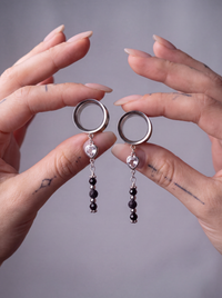 NAÏA - écarteurs argent nacre & pierres de lave du 6mm au 38mm