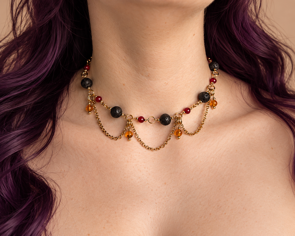 MIRENA - Collier "Terre de Feu" - Pièce Unique