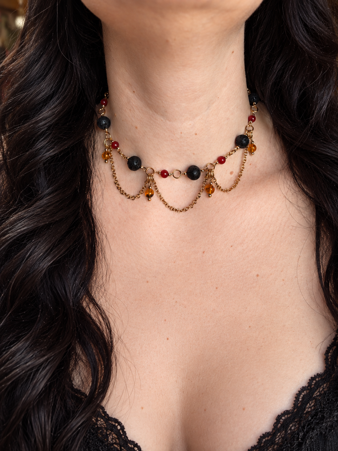 MIRENA - Collier "Terre de Feu" - Pièce Unique