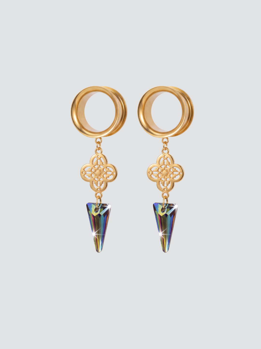 SYBILLE - écarteurs dorés effet vitrail Swarovski®