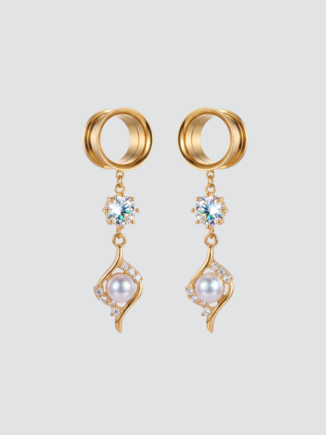 SABINE  - écarteurs effet diamant style perle de culture