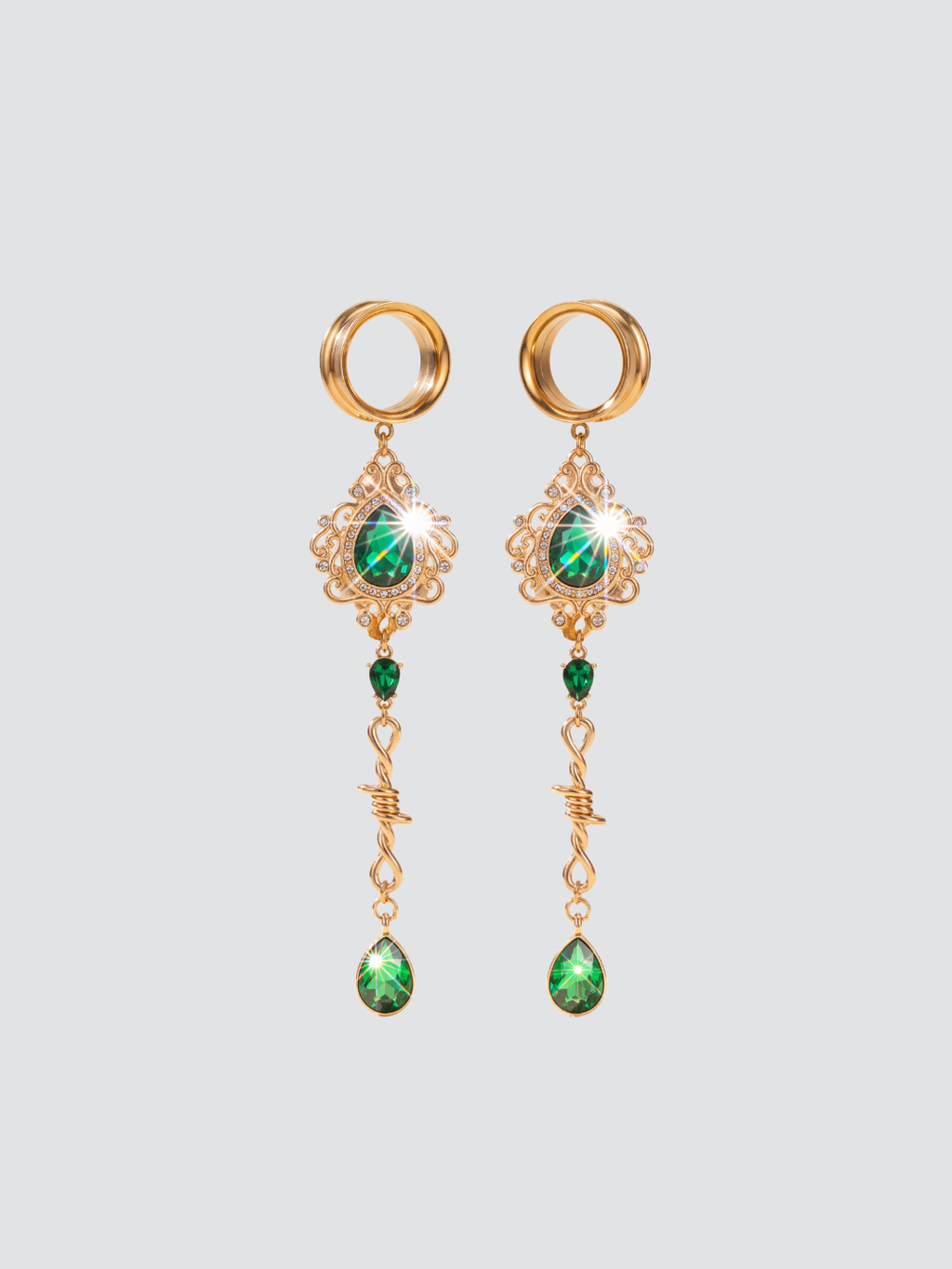 OLIVIA - écarteurs vert baroque barbelé