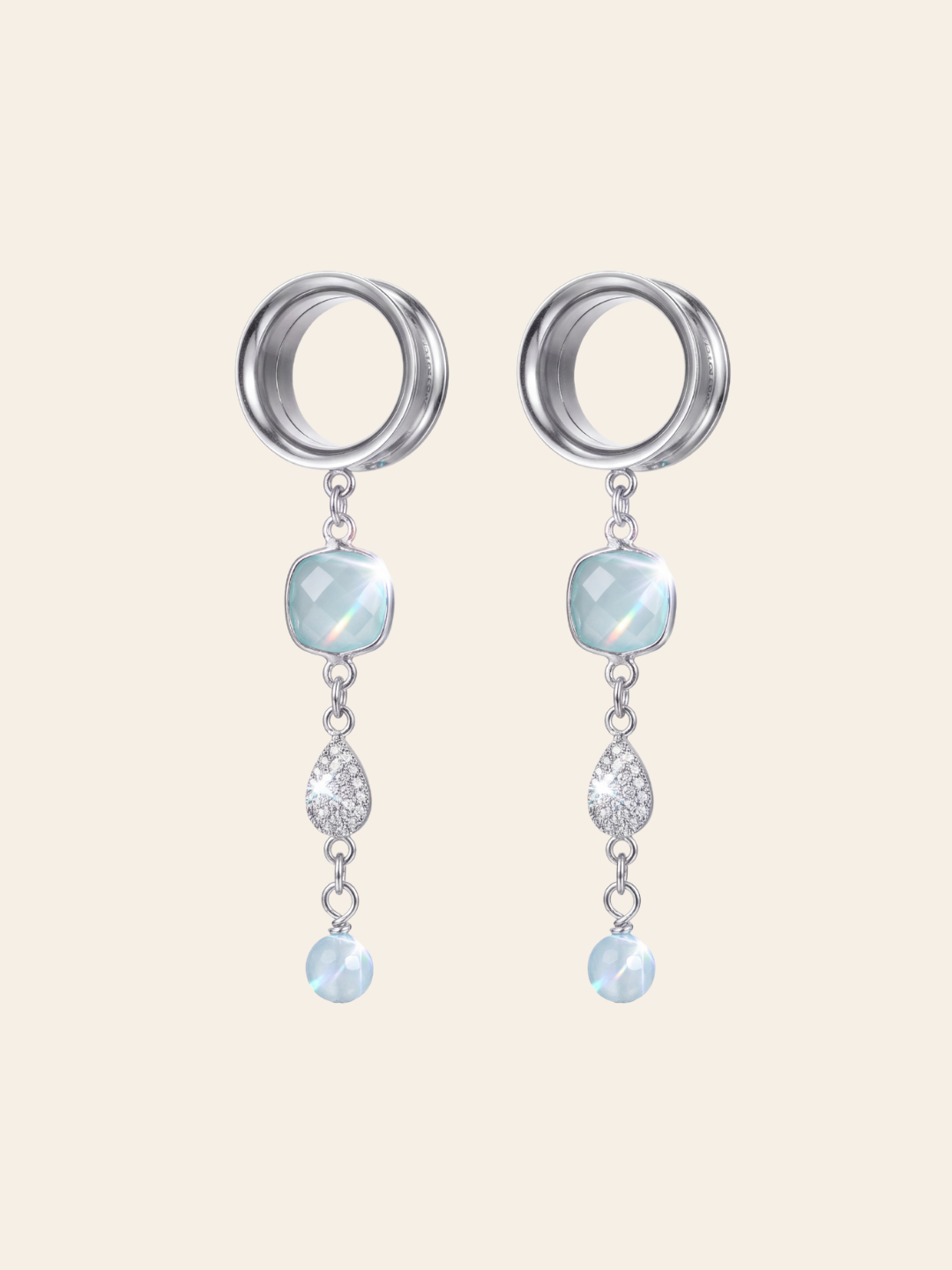 SELENA - Argent 925 - écarteurs aigue marine, oxyde de zirconium, argent 925