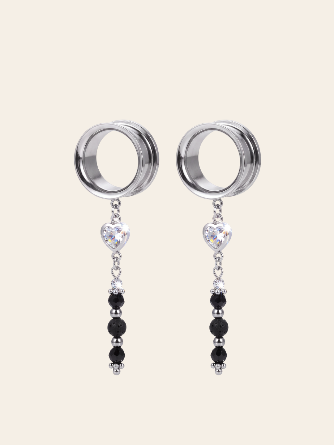 NAÏA - écarteurs argent nacre & pierres de lave
