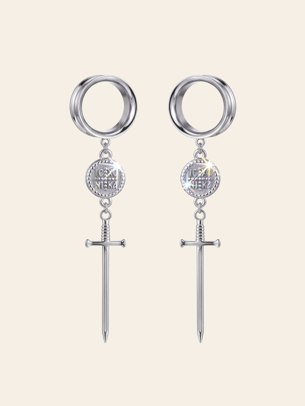 THALIA - écarteurs argent piece antique épée