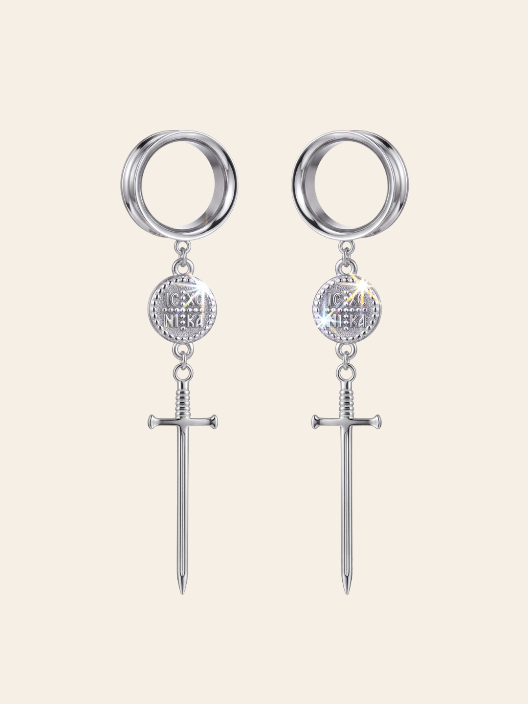 THALIA - écarteurs argent piece antique épée