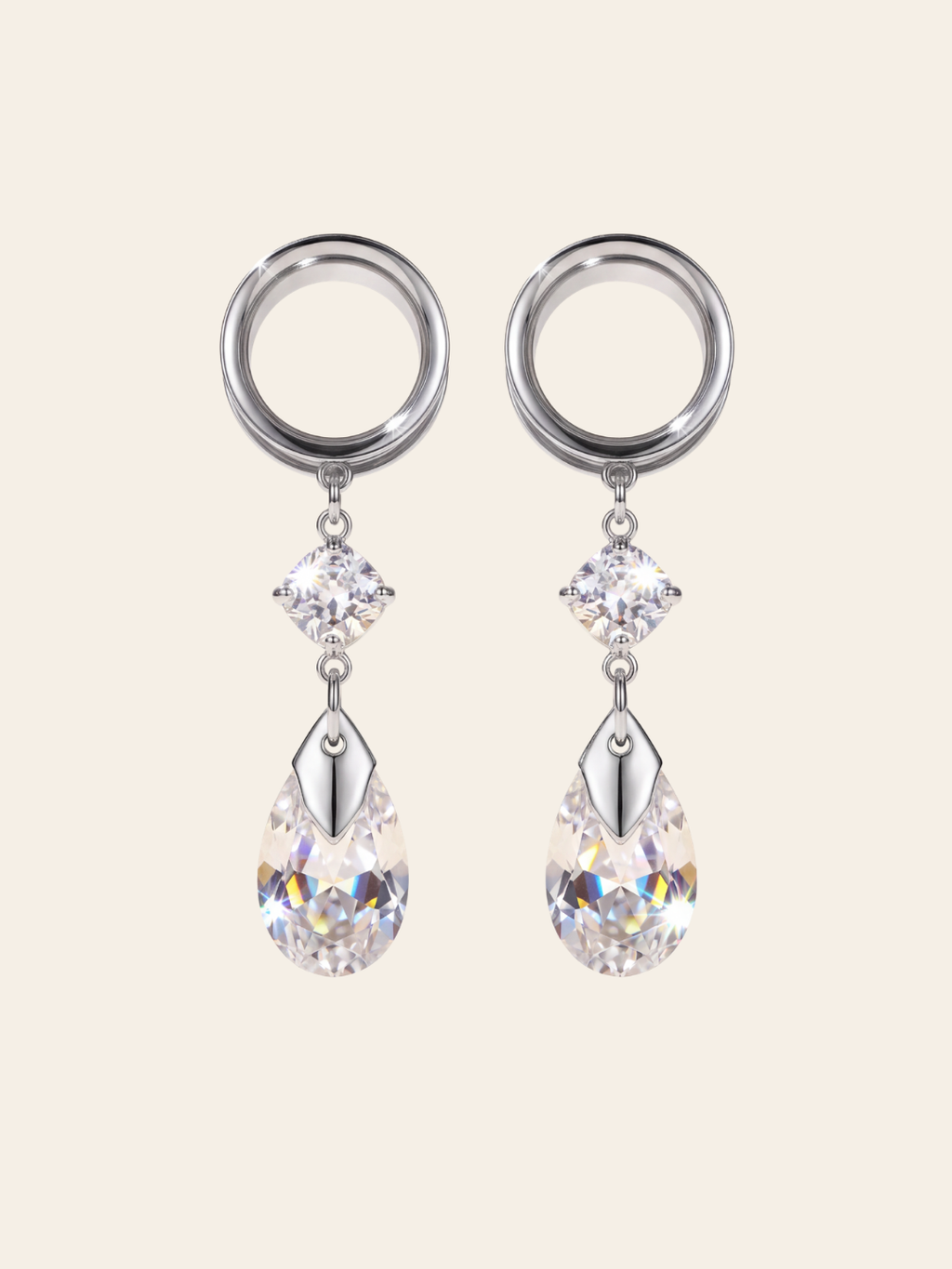 MIRA - écarteurs argent goutte Swarovski Argent