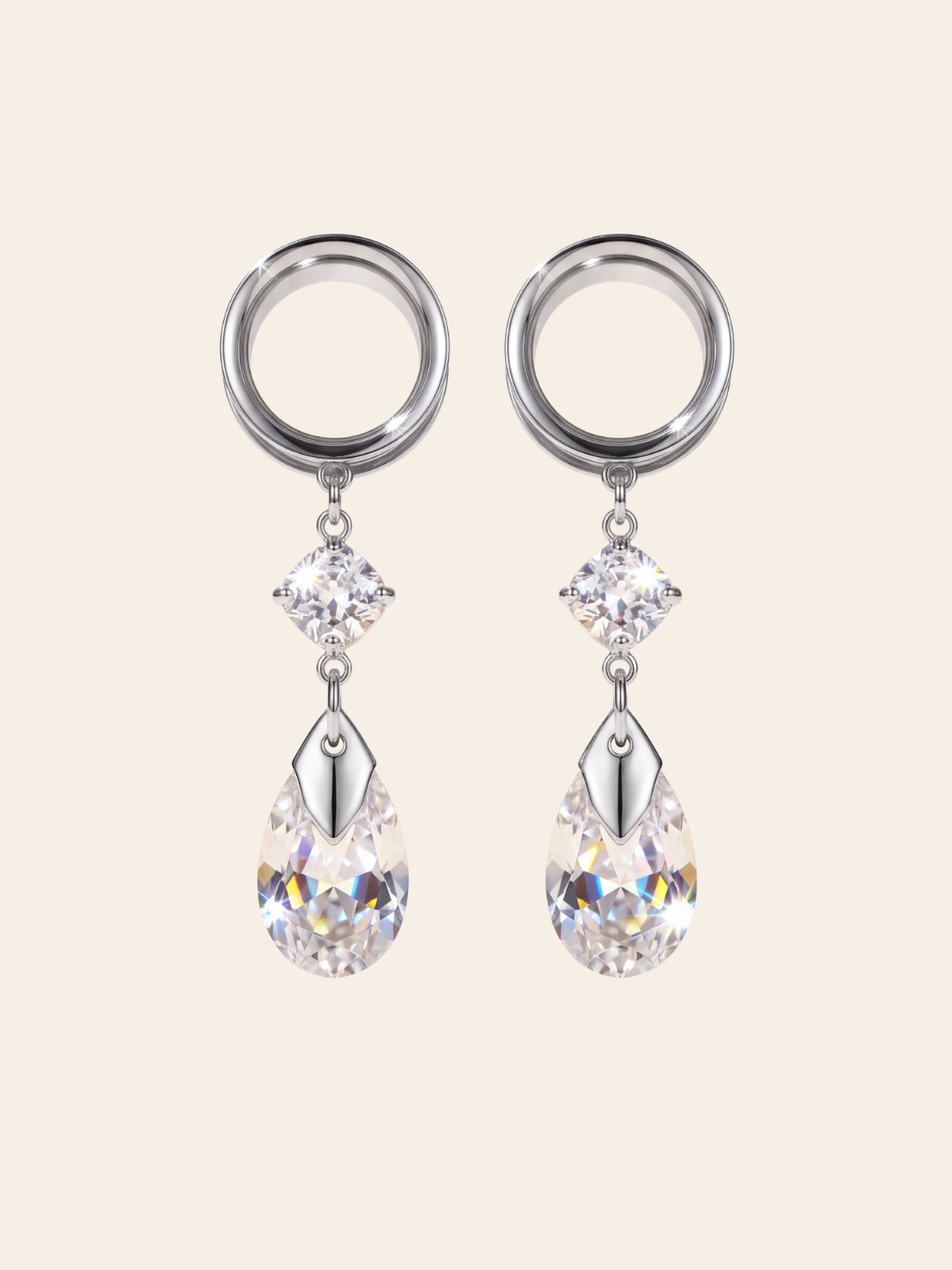 MIRA - écarteurs argent goutte Swarovski Argent