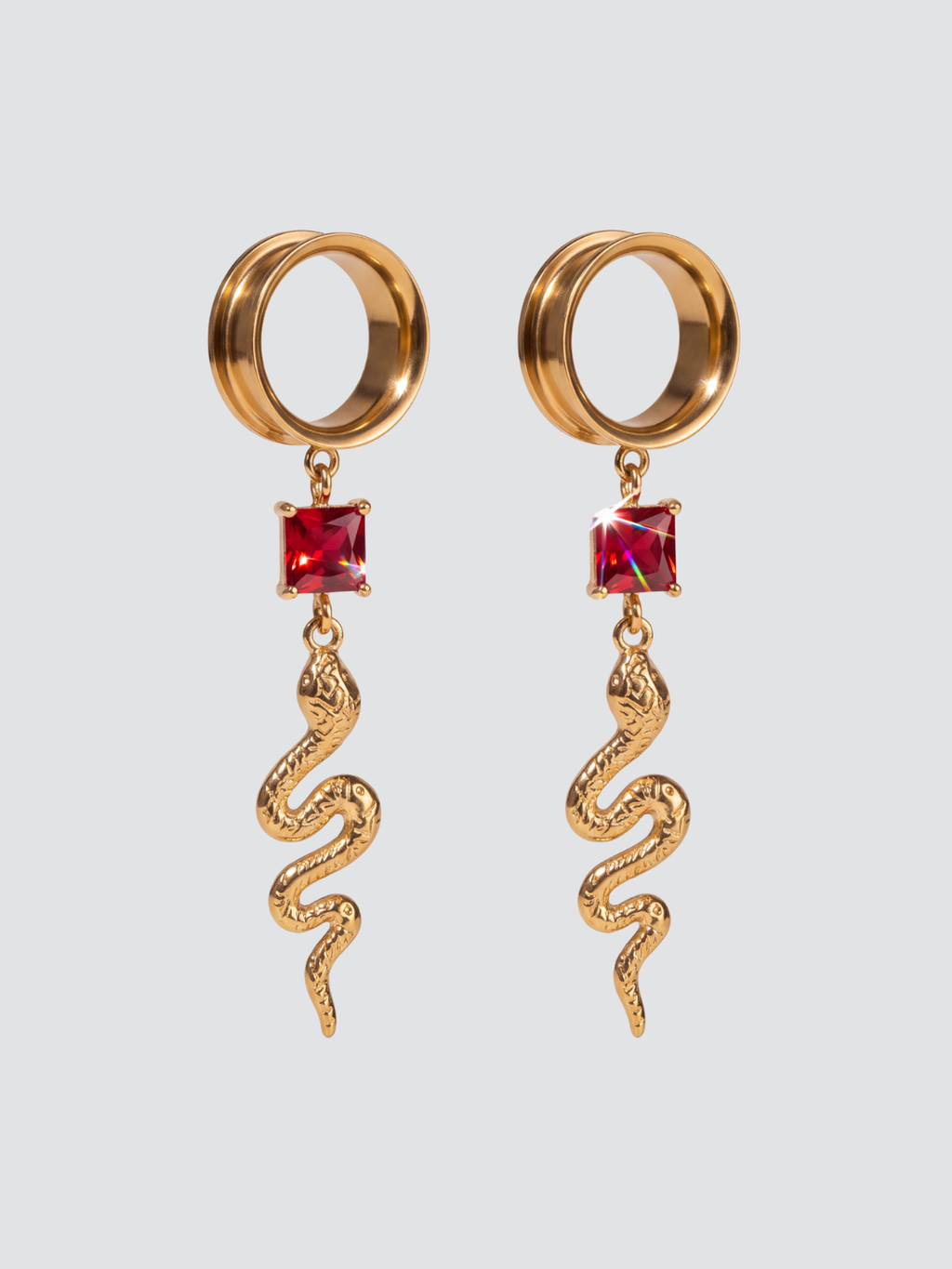 KAREN - Ohrschmuck Schlange rot mit Rubineffekt
