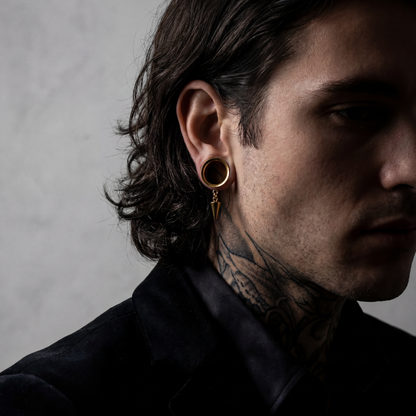 FABIEN - écarteurs dorés homme pics gothiques 6mm à 38mm