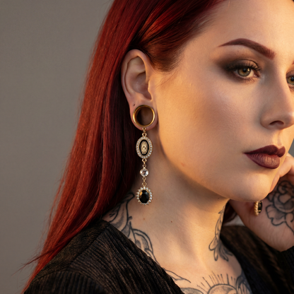 MARIE – Écarteurs Vierge Noire Or Gothique Romantique 6 à 38 mm