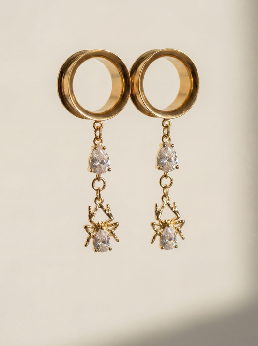 MARA - écarteurs  mariage dorés araignée diamant chic 6mm à 38mm