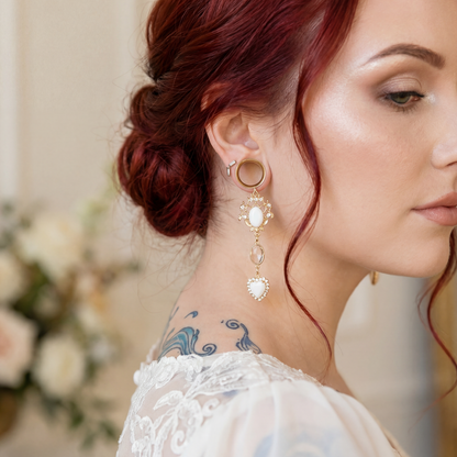 RACHEL - écarteurs dorés mariage blanc épuré 6mm à 38mm