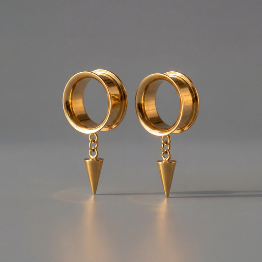 FABIEN - écarteurs dorés homme pics gothiques 6mm à 38mm