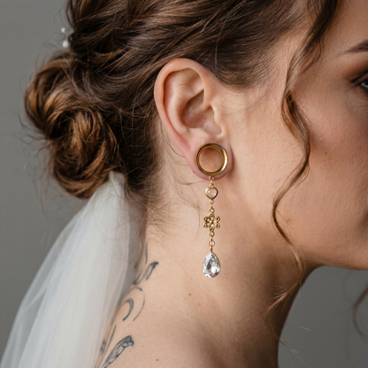 Ecarteurs dorés avec pendentifs en cristal mariage gothique baroque