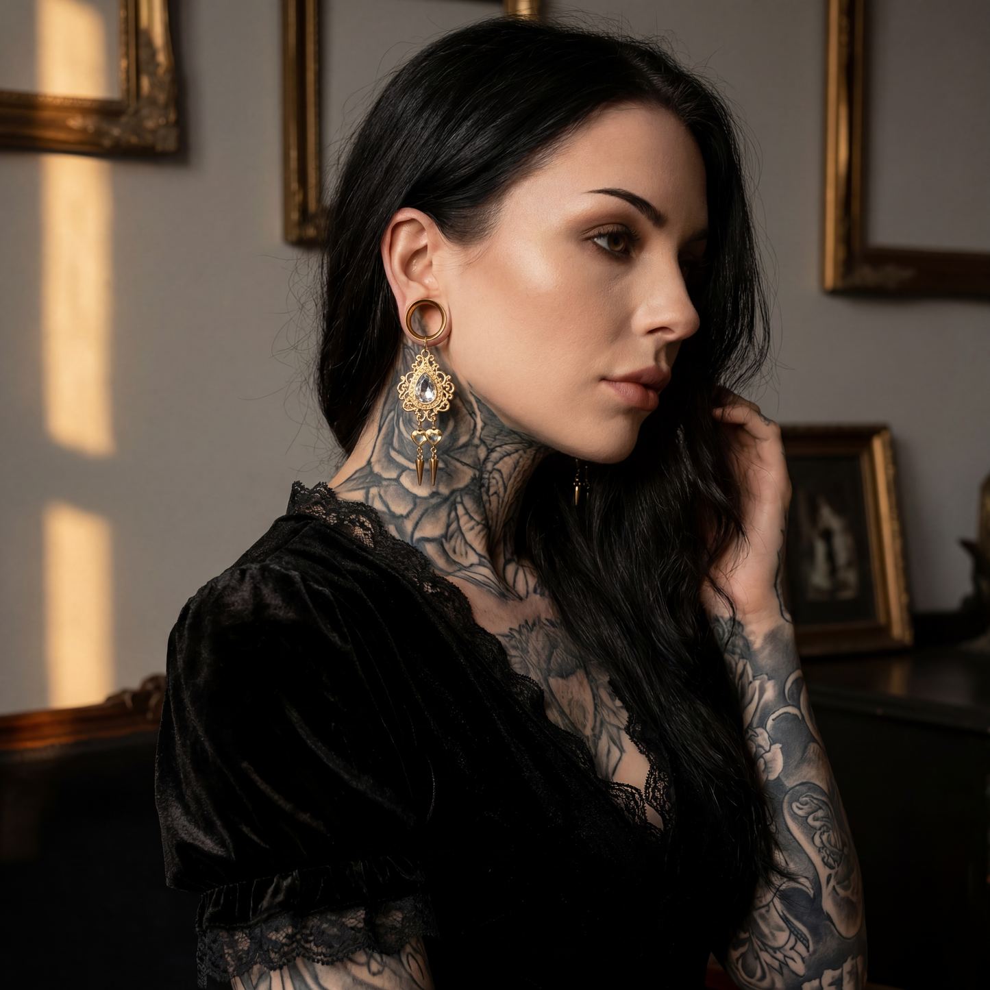 ANASTASIA - écarteurs dorés mariage baroque gris diamant 6mm à 38mm