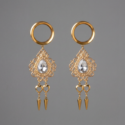 ANASTASIA - écarteurs dorés mariage baroque gris diamant 6mm à 38mm