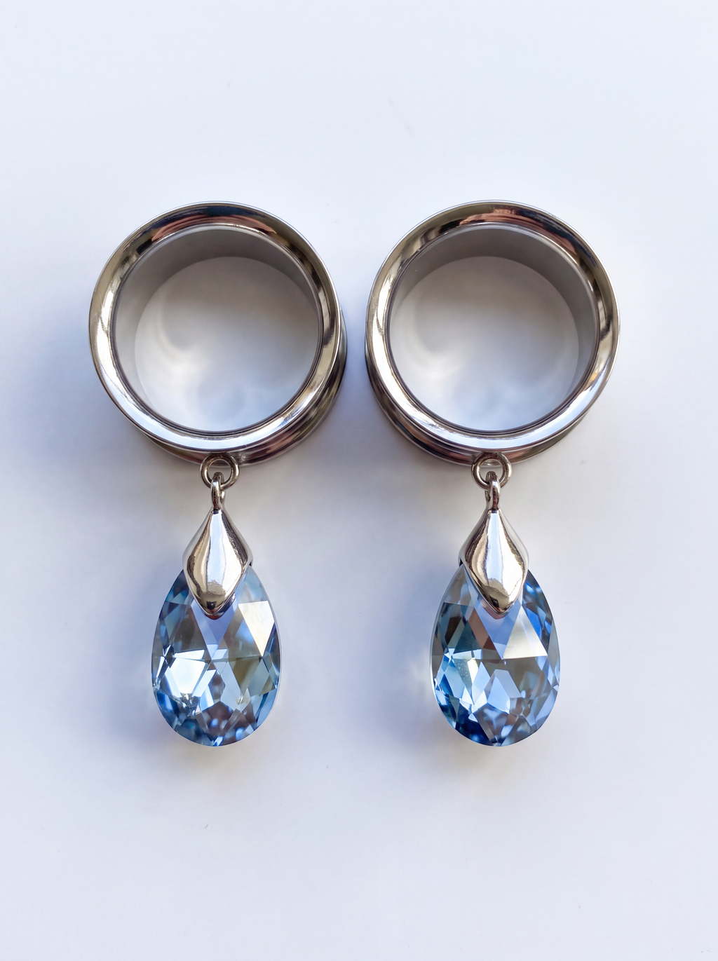OLYMPIA - écarteurs argent goutte Swarovski Bleu