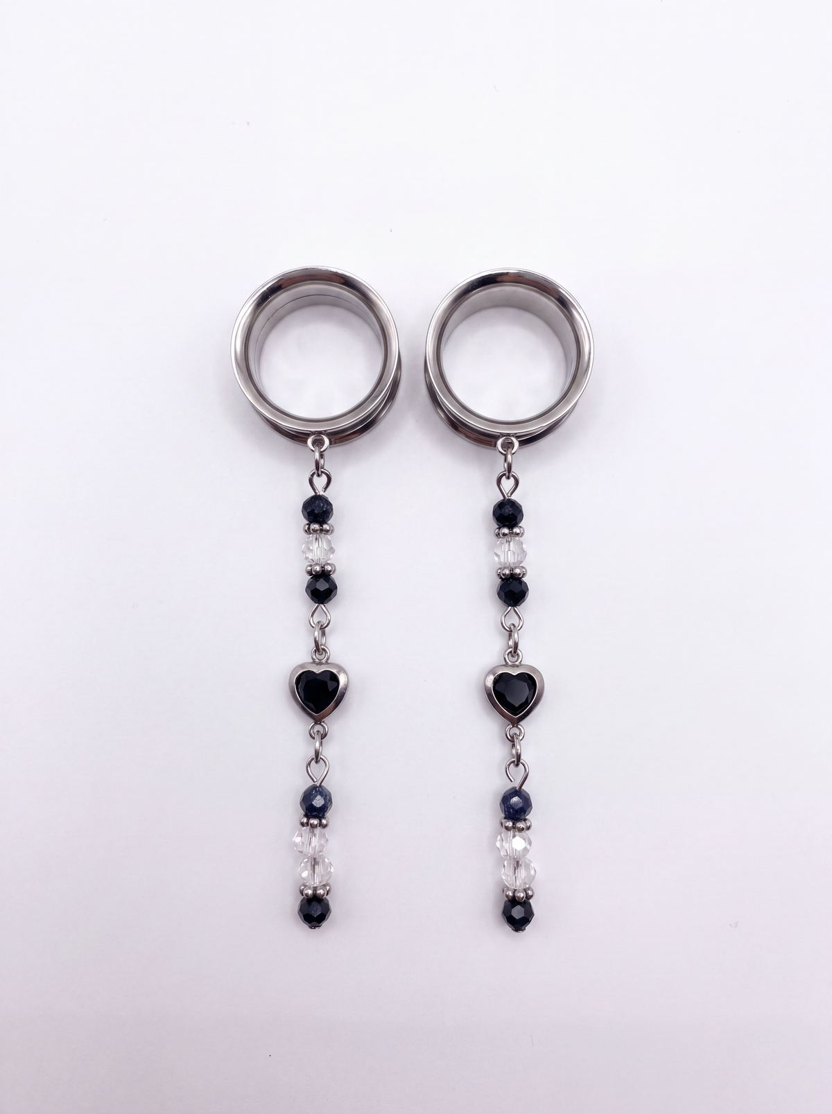 LUNELLE - écarteurs argent cristal de roche & nacre du 6mm au 38mm
