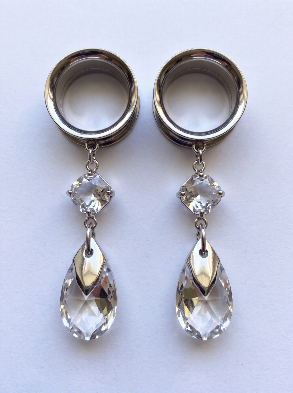 MIRA - écarteurs argent goutte Swarovski Argent