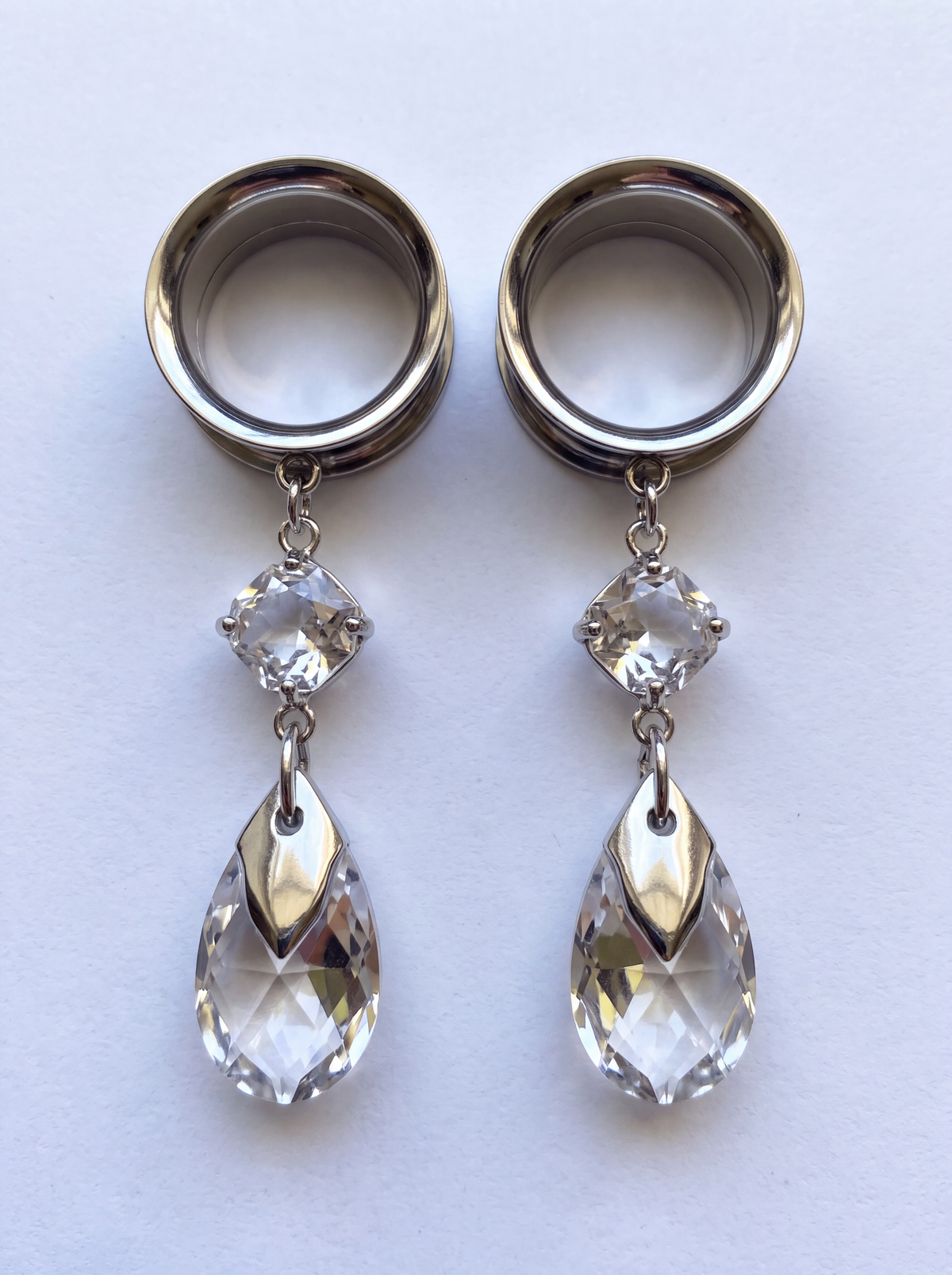MIRA - écarteurs argent goutte Swarovski Argent