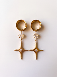 ROSALIA - écarteurs dorés étoile effet diamant 6mm à 38mm