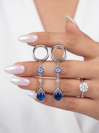 ALYSSA - écarteurs argent massif 925, oxyde de zirconium bleu et blanc
