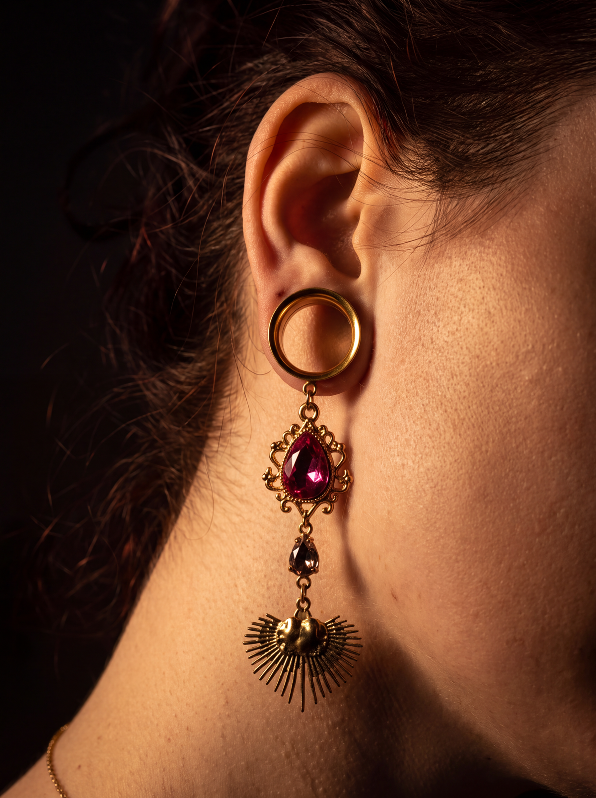 BETTY - pink feminine girly ear stretchers 6mm to 38mm