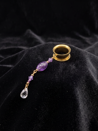 ALAÏS - écarteurs dorés améthyste et zirconium élégante 6mm à 38mm