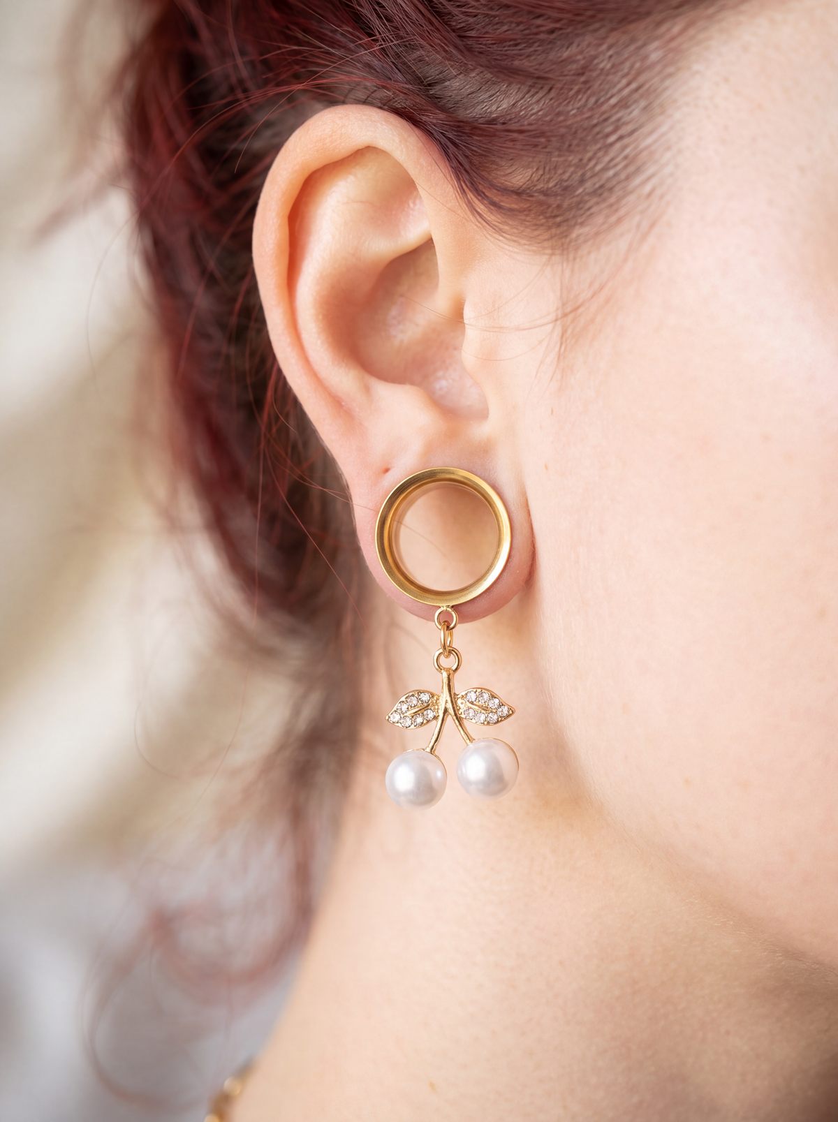 ASHLEY - écarteurs dorés cerise 6mm à 38mm
